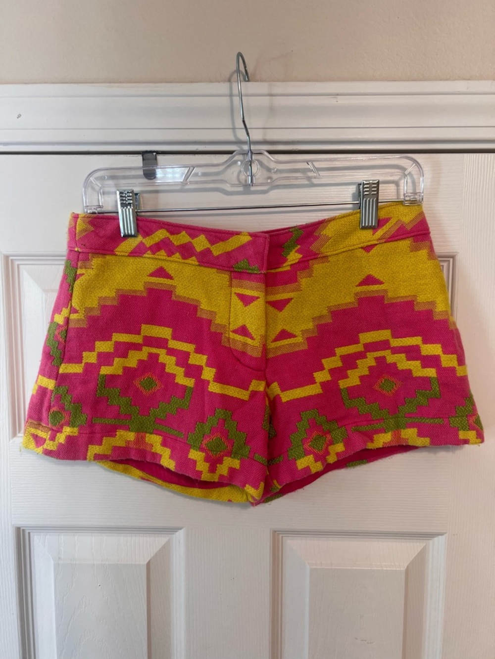 Judith March Pink Aztec Tribal Print Shorts Boho Festival Summer Small